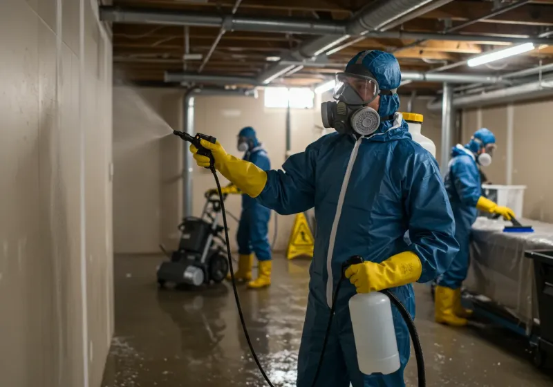 Basement Sanitization and Antimicrobial Treatment process in Shoals, IN